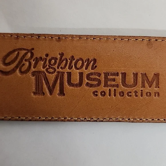 Brighton Museum Collection Black & Silver Unisex Sz L Leather Belt - Picture 2 of 8